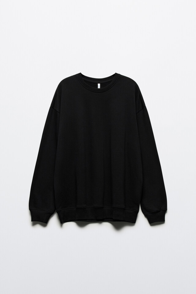 Свитшот oversize базовый утепленный из футера - цвет черный - 9