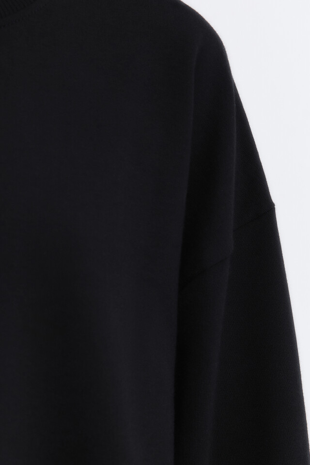 Свитшот oversize базовый утепленный из футера - цвет черный - 7