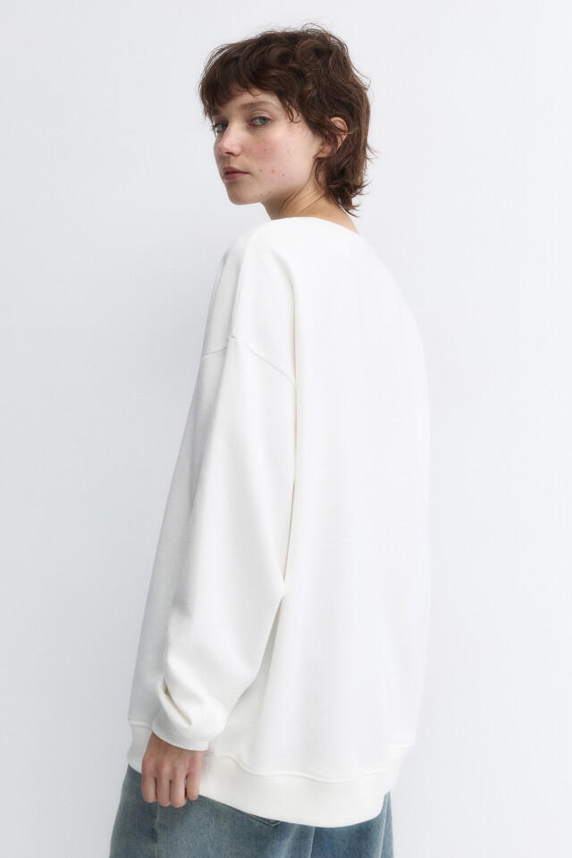 Свитшот oversize базовый утепленный из футера - цвет молочный - 4