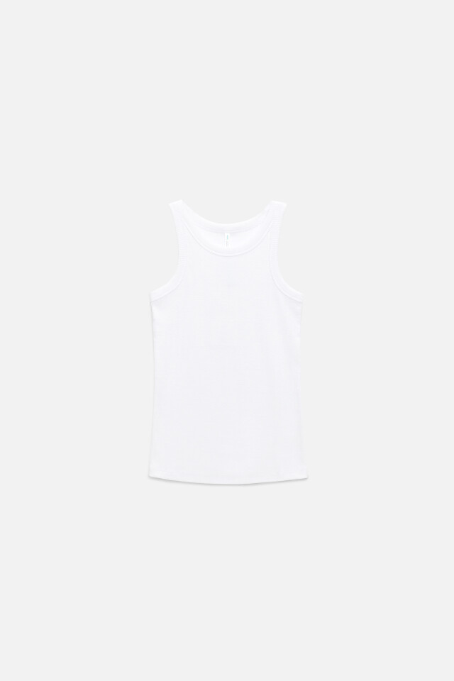 Майка TANKTOP облегающая базовая в рубчик - цвет белый - 1
