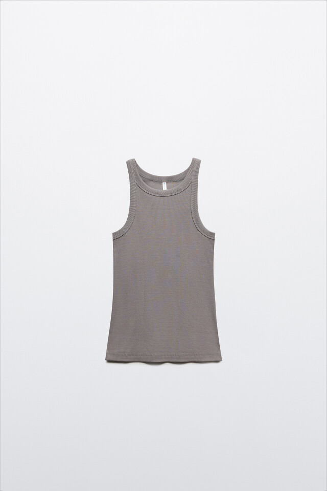 Майка TANKTOP облегающая в рубчик - цвет серый - 7