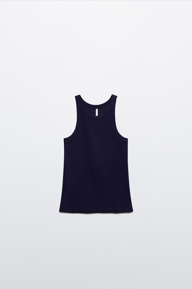Майка TANKTOP облегающая в рубчик - цвет синий - 7