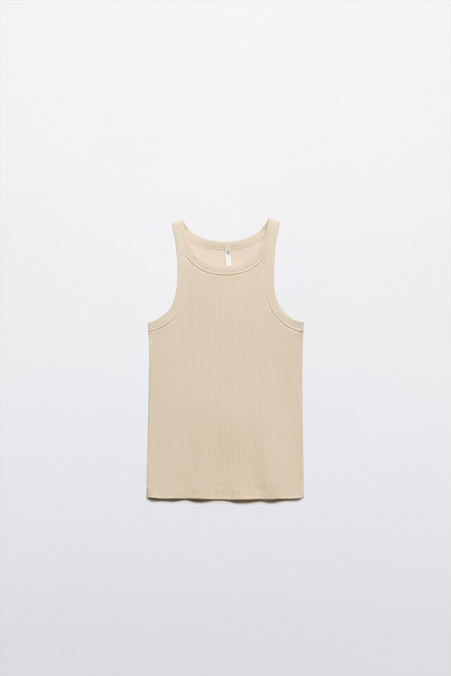 Майка TANKTOP облегающая в рубчик - цвет бежевый - 7