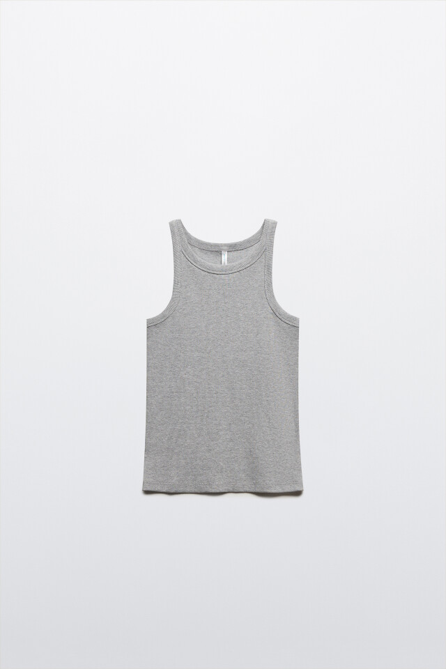 Майка TANKTOP облегающая в рубчик - цвет серый - 7