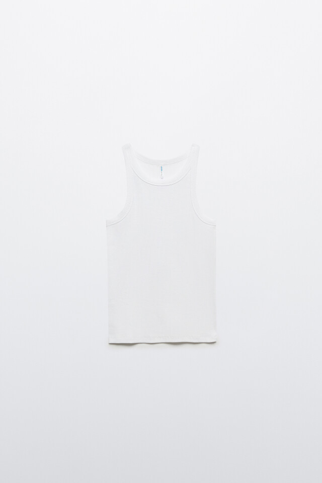 Майка TANKTOP облегающая в рубчик - цвет белый - 7