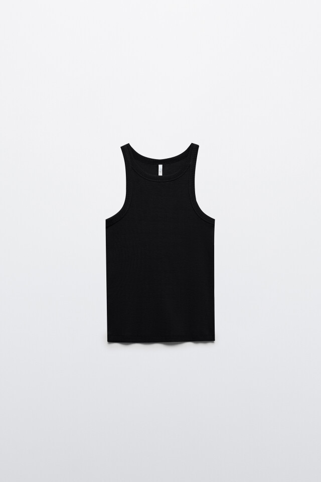 Майка TANKTOP облегающая в рубчик - цвет черный - 7