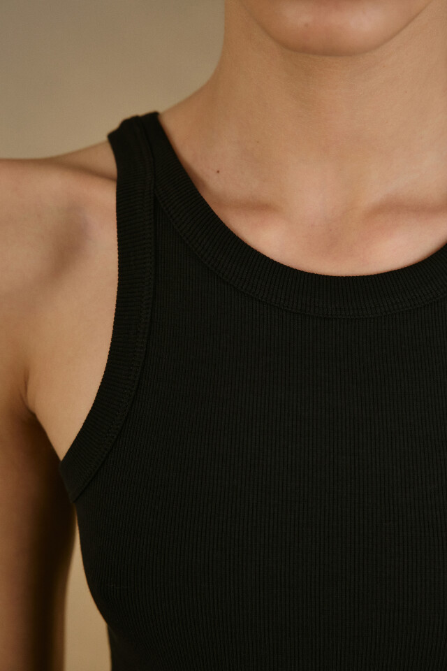 Майка TANKTOP облегающая в рубчик - цвет черный - 5