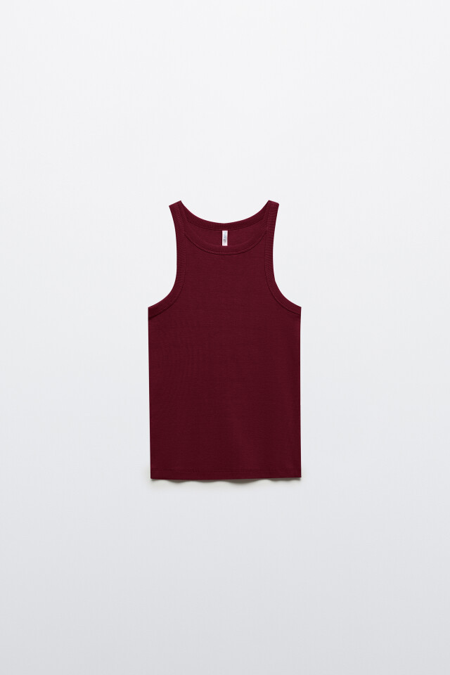 Майка TANKTOP облегающая в рубчик - цвет бордовый - 7