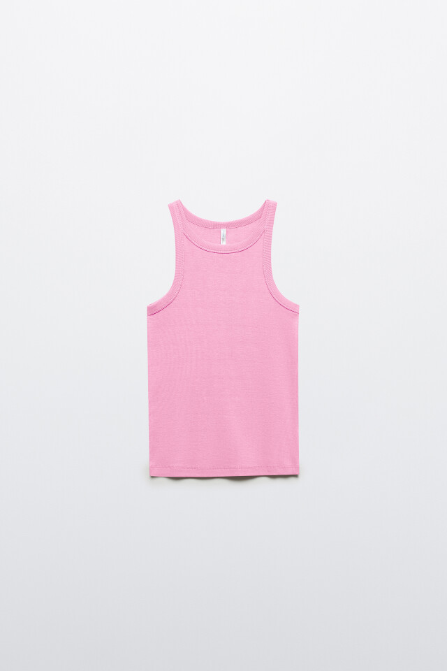 Майка TANKTOP облегающая в рубчик - цвет розовый - 7