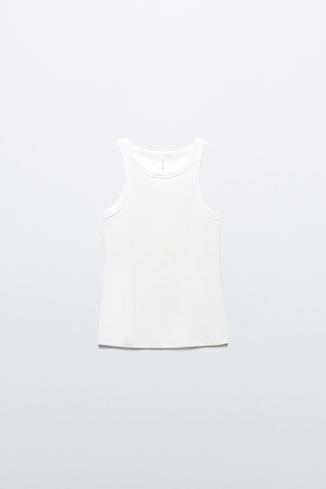 Майка TANKTOP облегающая в рубчик - цвет белый - 8