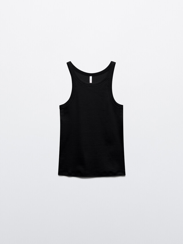 Майка TANKTOP облегающая в рубчик - цвет черный - 8
