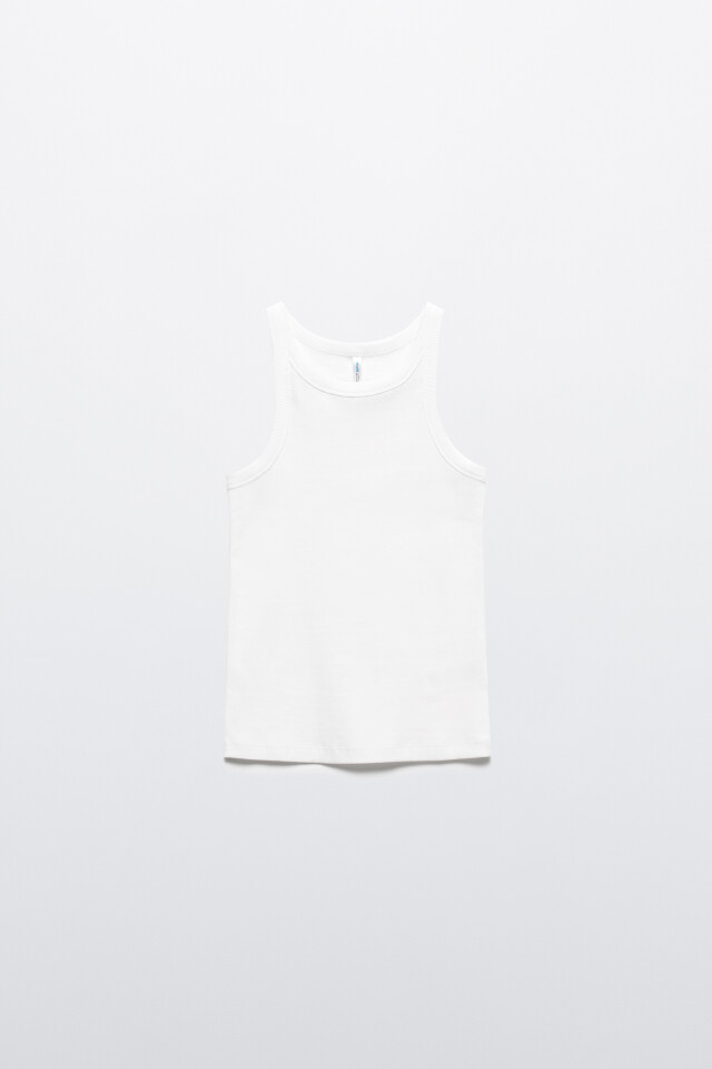 Майка TANKTOP облегающая в рубчик - цвет белый - 8