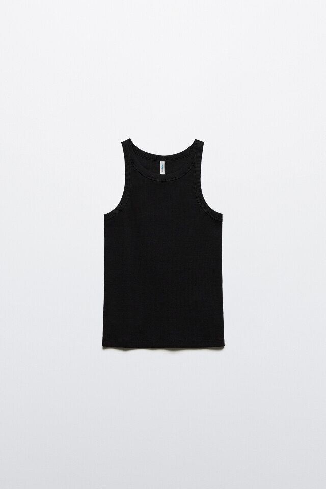 Майка TANKTOP облегающая в рубчик - цвет черный - 8