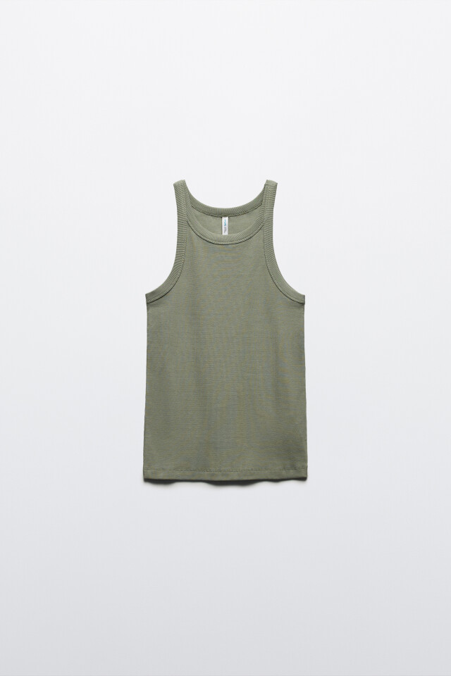 Майка TANKTOP облегающая в рубчик - цвет зеленый - 8