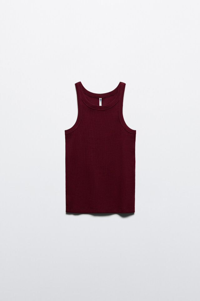 Майка TANKTOP облегающая в рубчик - цвет бордовый - 7