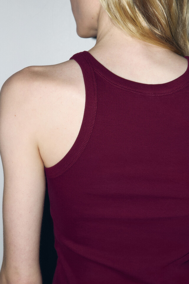 Майка TANKTOP облегающая в рубчик - цвет бордовый - 6