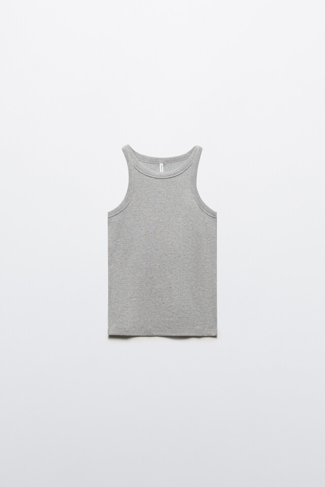 Майка TANKTOP облегающая в рубчик - цвет серый - 8