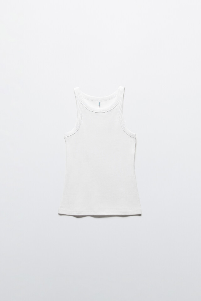 Майка TANKTOP облегающая в рубчик - цвет белый - 8