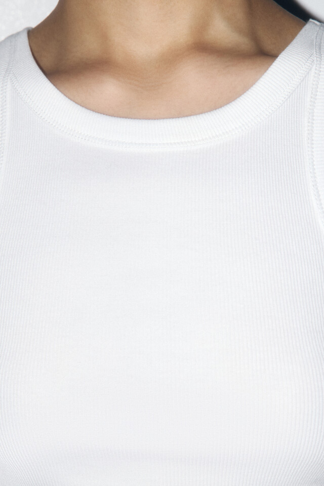 Майка TANKTOP облегающая в рубчик - цвет белый - 6