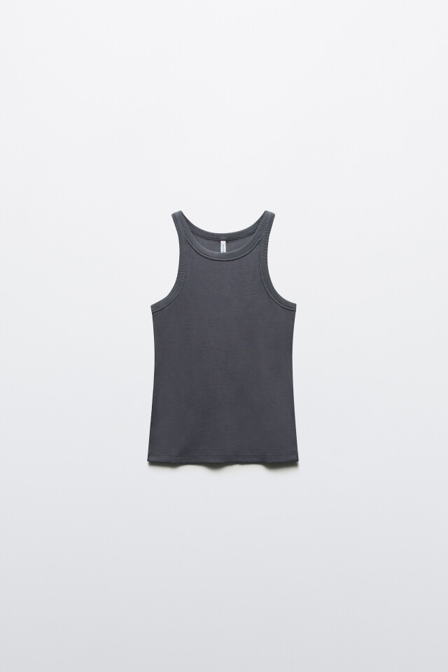 Майка TANKTOP облегающая в рубчик - цвет серый - 7