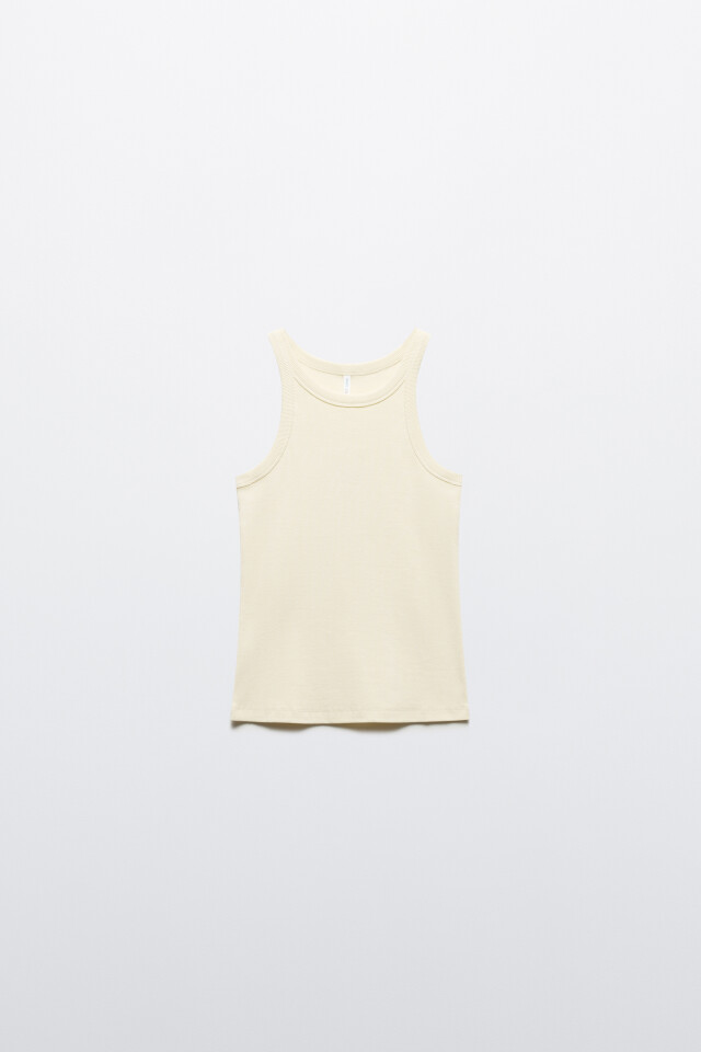 Майка TANKTOP облегающая в рубчик - цвет молочный - 7