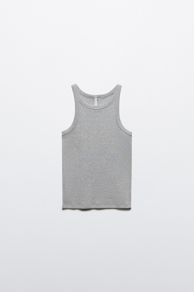 Майка TANKTOP облегающая в рубчик - цвет серый - 7