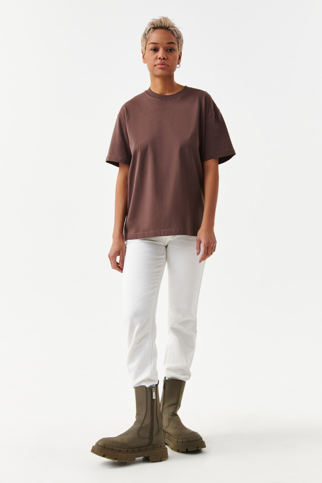 Футболка oversize базовая - цвет коричневый - 4