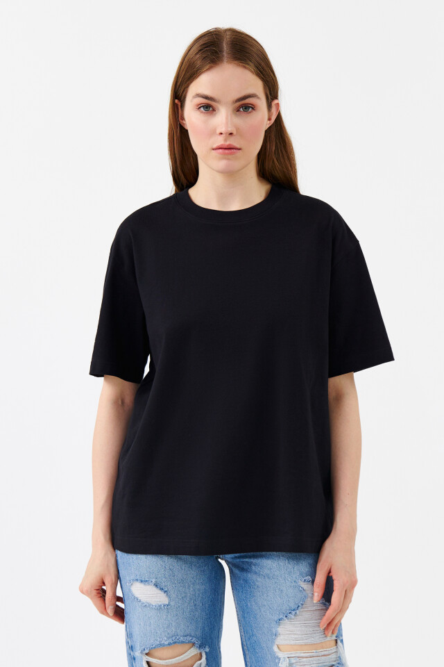 Футболка oversize базовая - цвет черный - 1