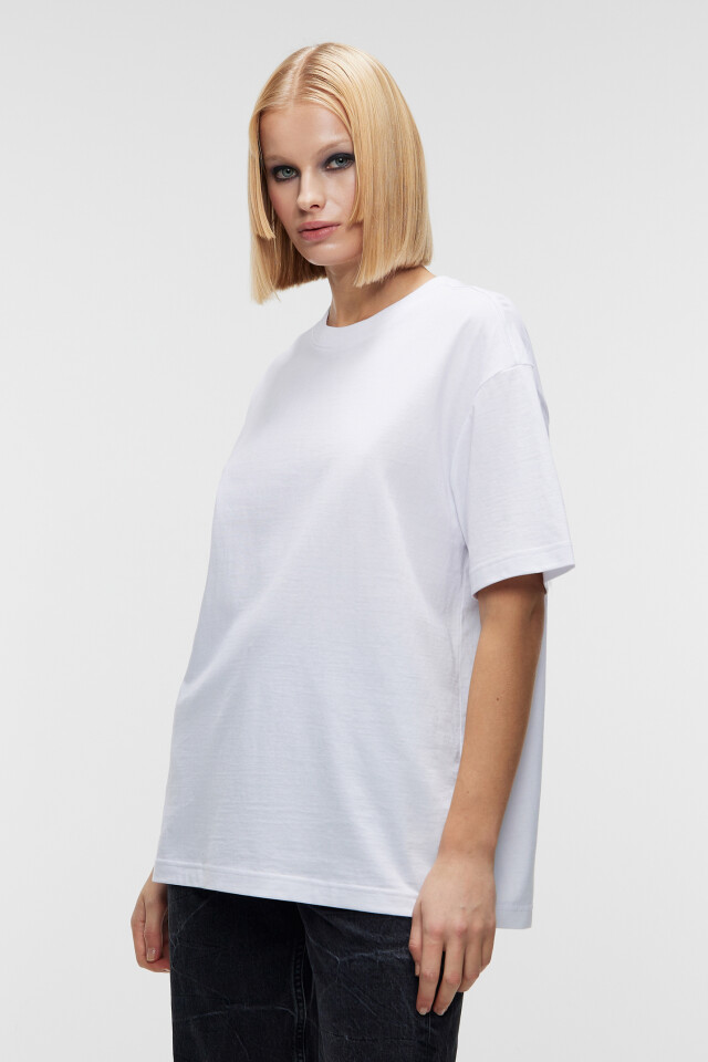 Футболка oversize хлопковая базовая плотная - цвет белый - 1