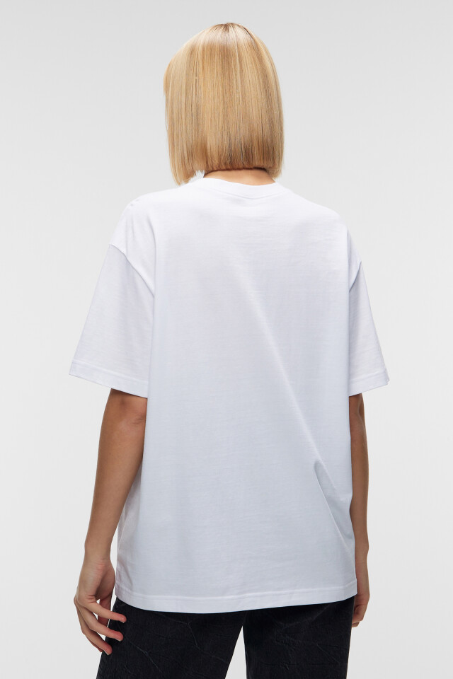 Футболка oversize хлопковая базовая плотная - цвет белый - 2