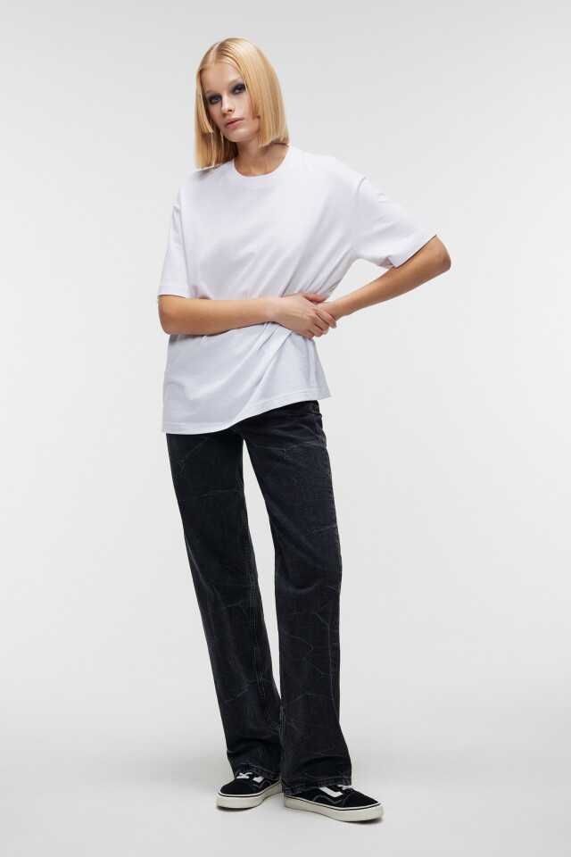 Футболка oversize хлопковая базовая плотная - цвет белый - 3