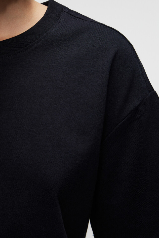 Футболка oversize хлопковая базовая плотная - цвет черный - 5