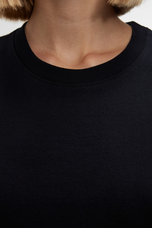 Футболка oversize хлопковая базовая плотная - цвет черный - 6