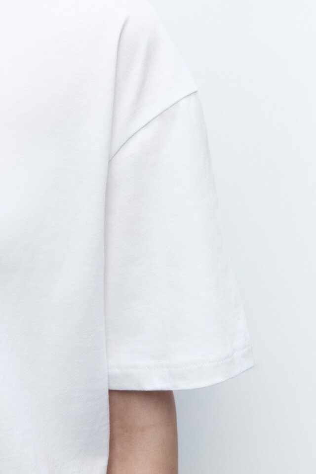Футболка oversize хлопковая базовая - цвет белый - 7
