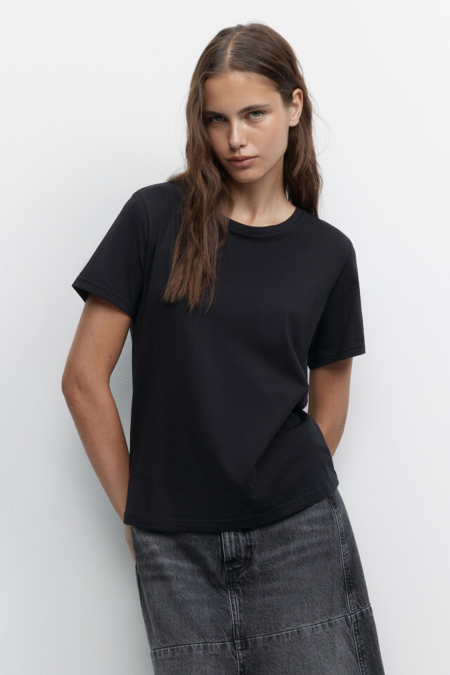 Футболка TSHIRT хлопковая базовая - цвет черный - 2