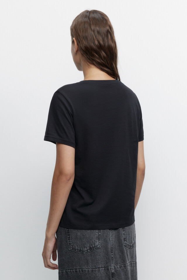 Футболка TSHIRT хлопковая базовая - цвет черный - 4