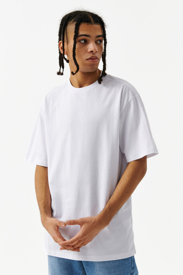 Футболка хлопковая oversize - цвет белый - 1