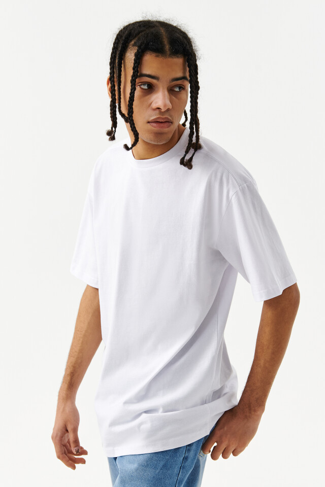 Футболка хлопковая oversize - цвет белый - 3