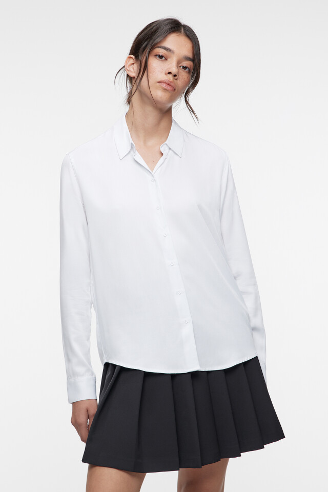 Блузка-рубашка ViShirt базовая из вискозы - цвет белый - 7