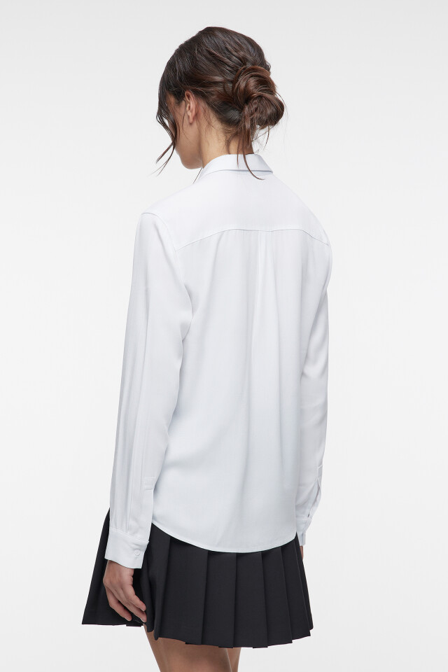 Блузка-рубашка ViShirt базовая из вискозы - цвет белый - 3