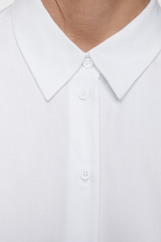 Блузка-рубашка ViShirt базовая из вискозы - цвет белый - 4