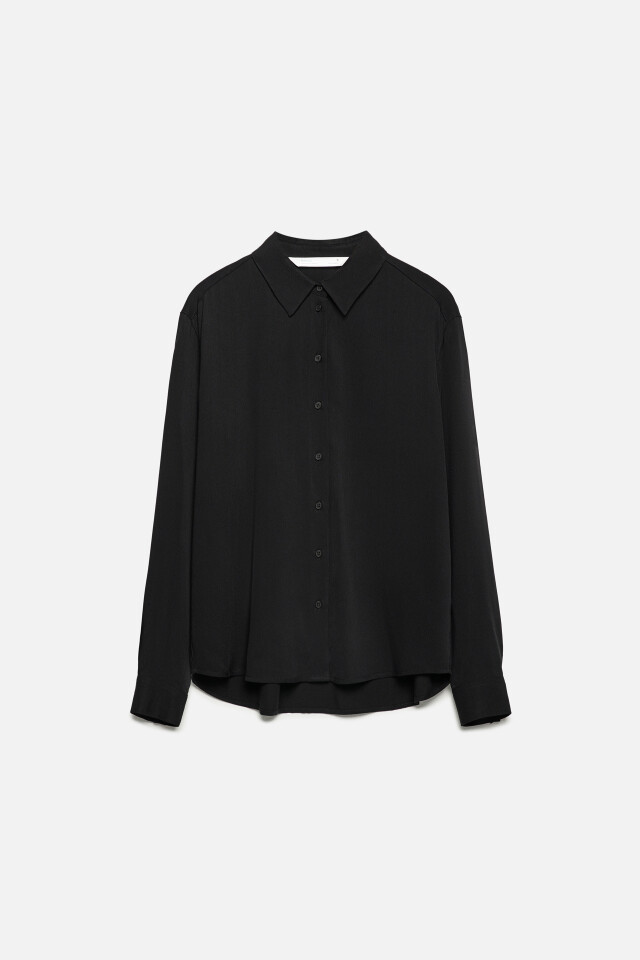 Блузка-рубашка ViShirt базовая из вискозы - цвет черный - 8