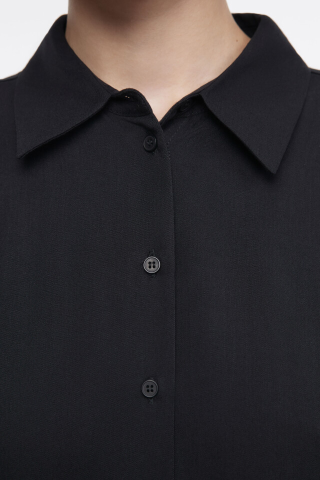 Блузка-рубашка ViShirt базовая из вискозы - цвет черный - 6