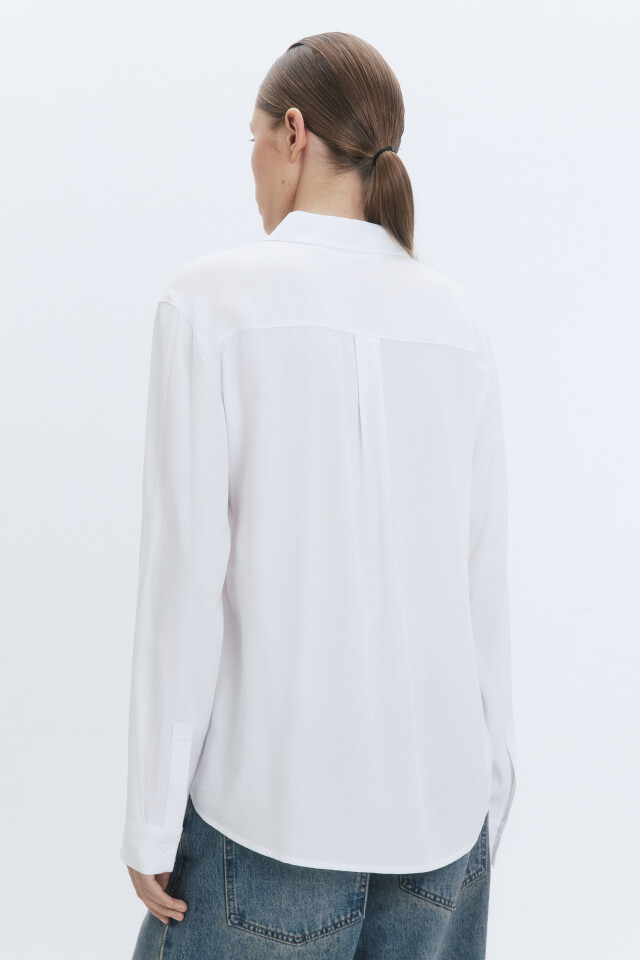Блузка-рубашка ViShirt базовая из вискозы - цвет белый - 5